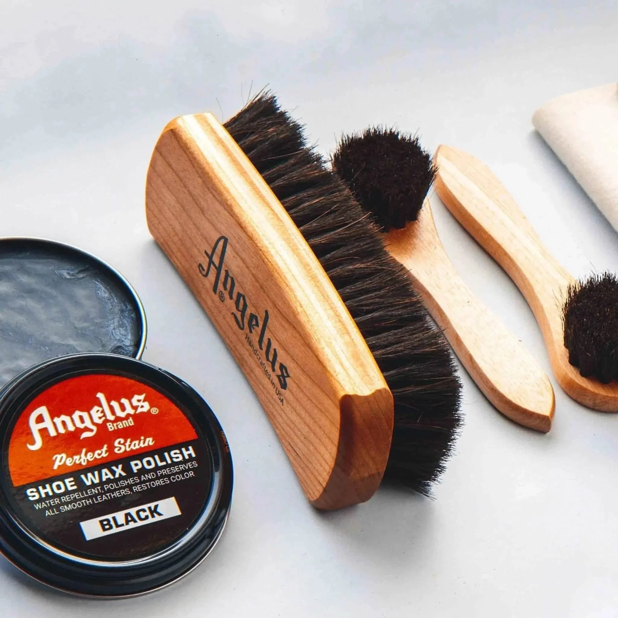 Shoe Shine Rocker Brush - 100% Real Horsehair